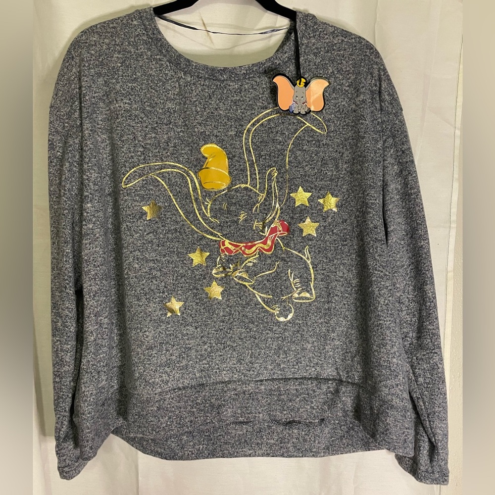 NWT Love to Lounge Disney Dumbo Soft Grey Lightweight Sweater Size XL Kids